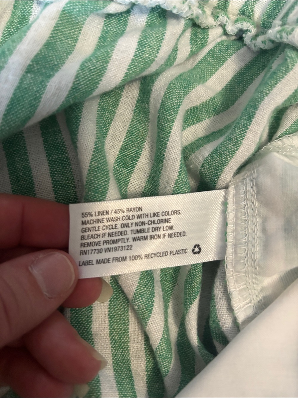 Universal Thread Green and White Striped Drawstring Linen blend Shorts. - Picture 3 of 12
